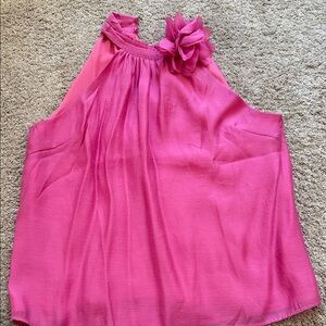 TALIA Halter Tank Top- Bright Pink Floral Accent